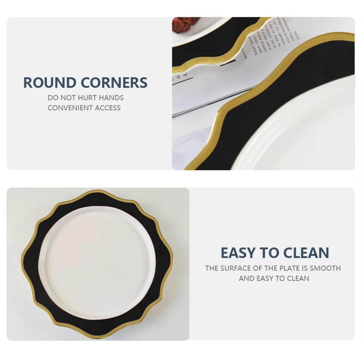 TELLERSET Dunkelgrün Bone China Goldrand 4tlg Ø30 Ø27 Ø20 Ø16 cm - Dunkelgrün, Keramik (33/33/3cm) - Quality Elegance