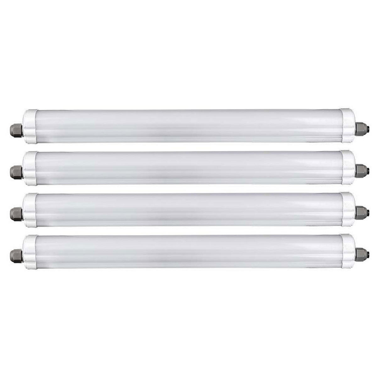 LED DECKENLEUCHTE Weiß Kunststoff 4er Set - Weiß, Kunststoff (60/6.5/5.8cm)