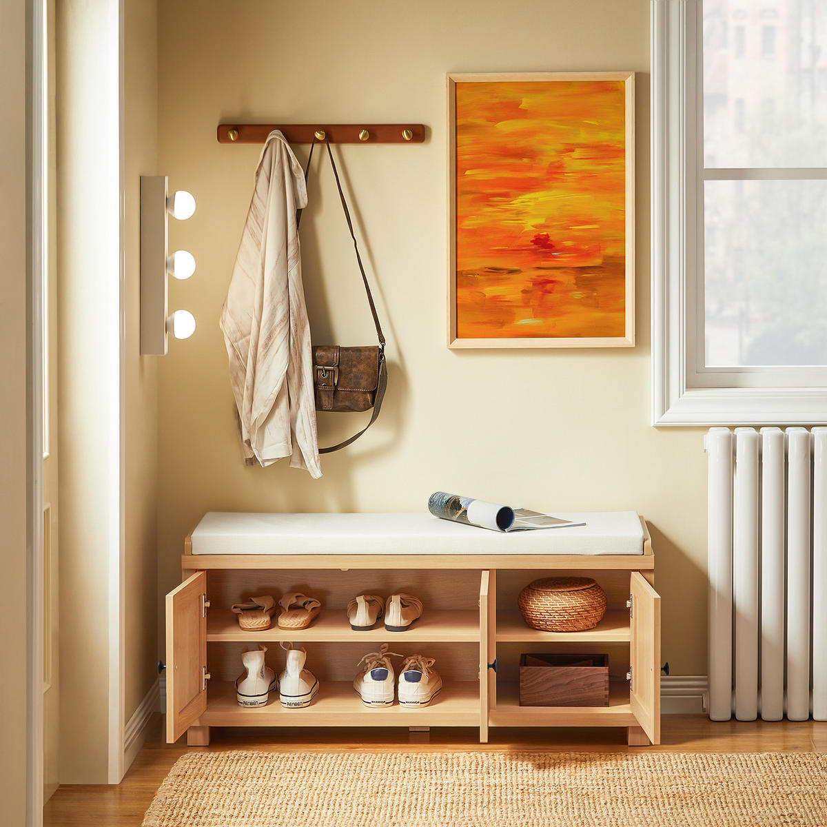 SCHUHBANK Natur - Naturfarben, Holzwerkstoff (104/47/35cm) - SoBuy