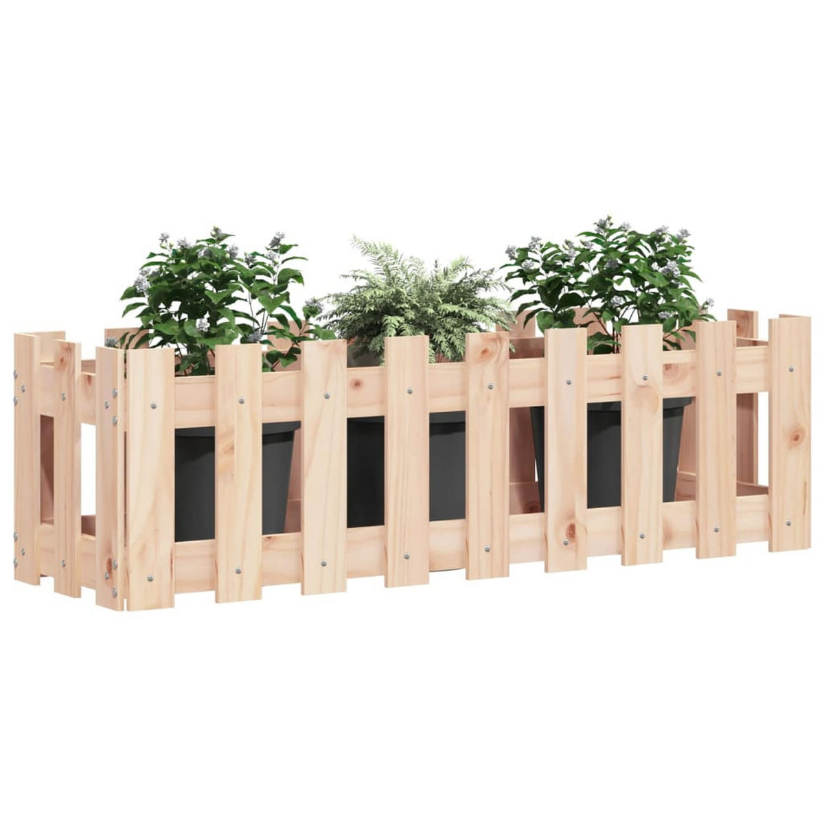 HOCHBEET Lattenzaun-Design 100x30x30 cm Massivholz Kiefer - Naturfarben, Holz (100/30/30cm) - furnicato