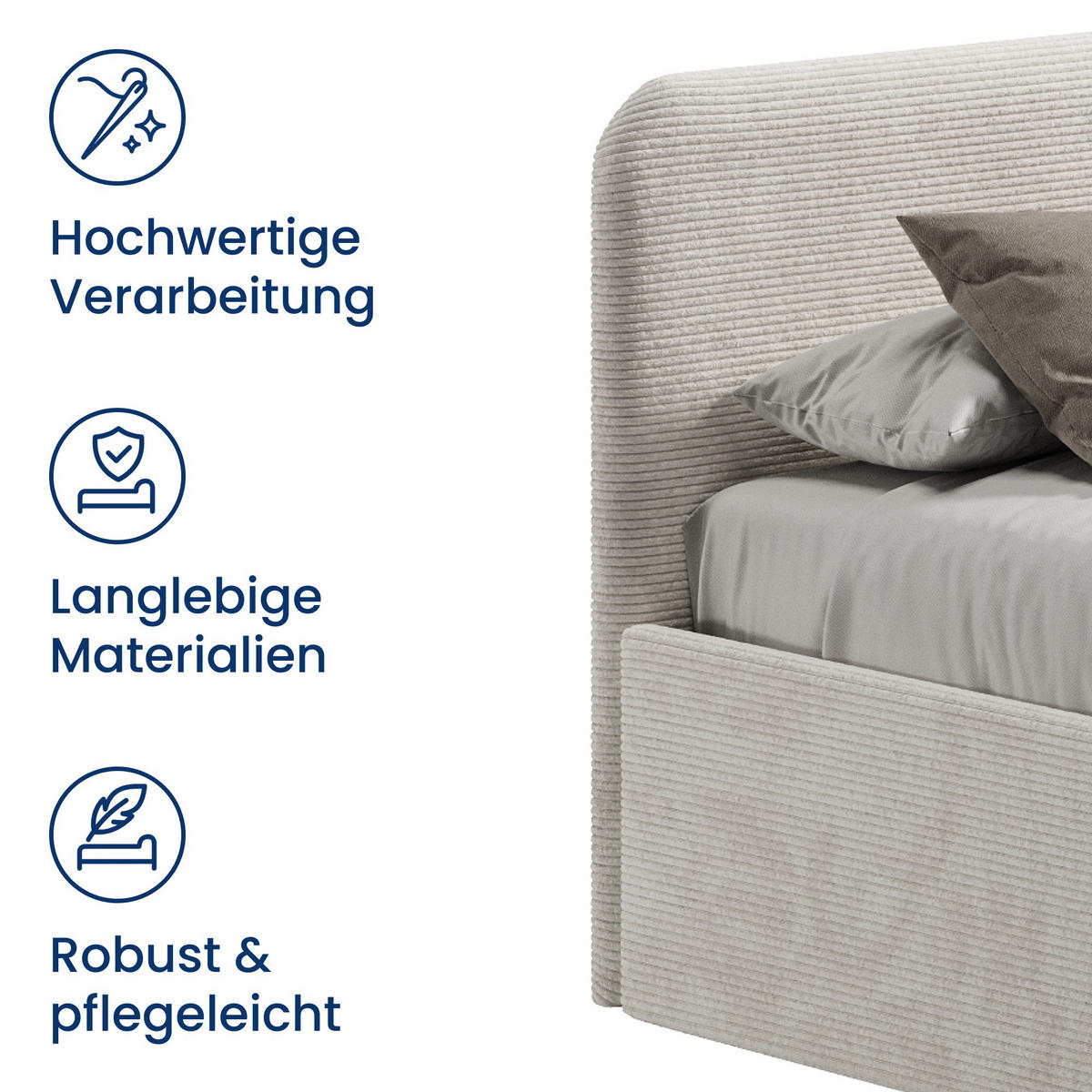 POSLTERBETT mit Bonnell-Matratze 140x200 cm in Hellbeige - Beige, Holzwerkstoff/Textil (140/200cm) - Home Collective