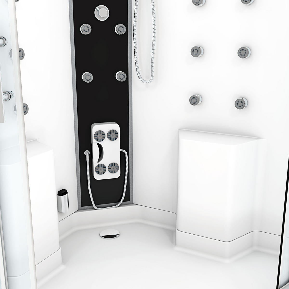 DAMPFDUSCHE Duschkabine D26-TH-EA 130x130 cm - Weiß, Glas/Kunststoff (130/130/220cm) - AcquaVapore by Sandra Jentho