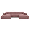 WOHNLANDSCHAFT Puerto U ohne Schlaffunktion, Rosa, Cordstoff - Dunkelrosa/Schwarz, Holzwerkstoff (363/76/170cm) - Beautysofa