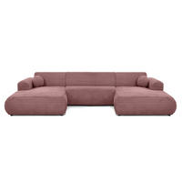 WOHNLANDSCHAFT Puerto U ohne Schlaffunktion, Rosa, Cordstoff - Dunkelrosa/Schwarz, Holzwerkstoff (363/76/170cm) - Beautysofa