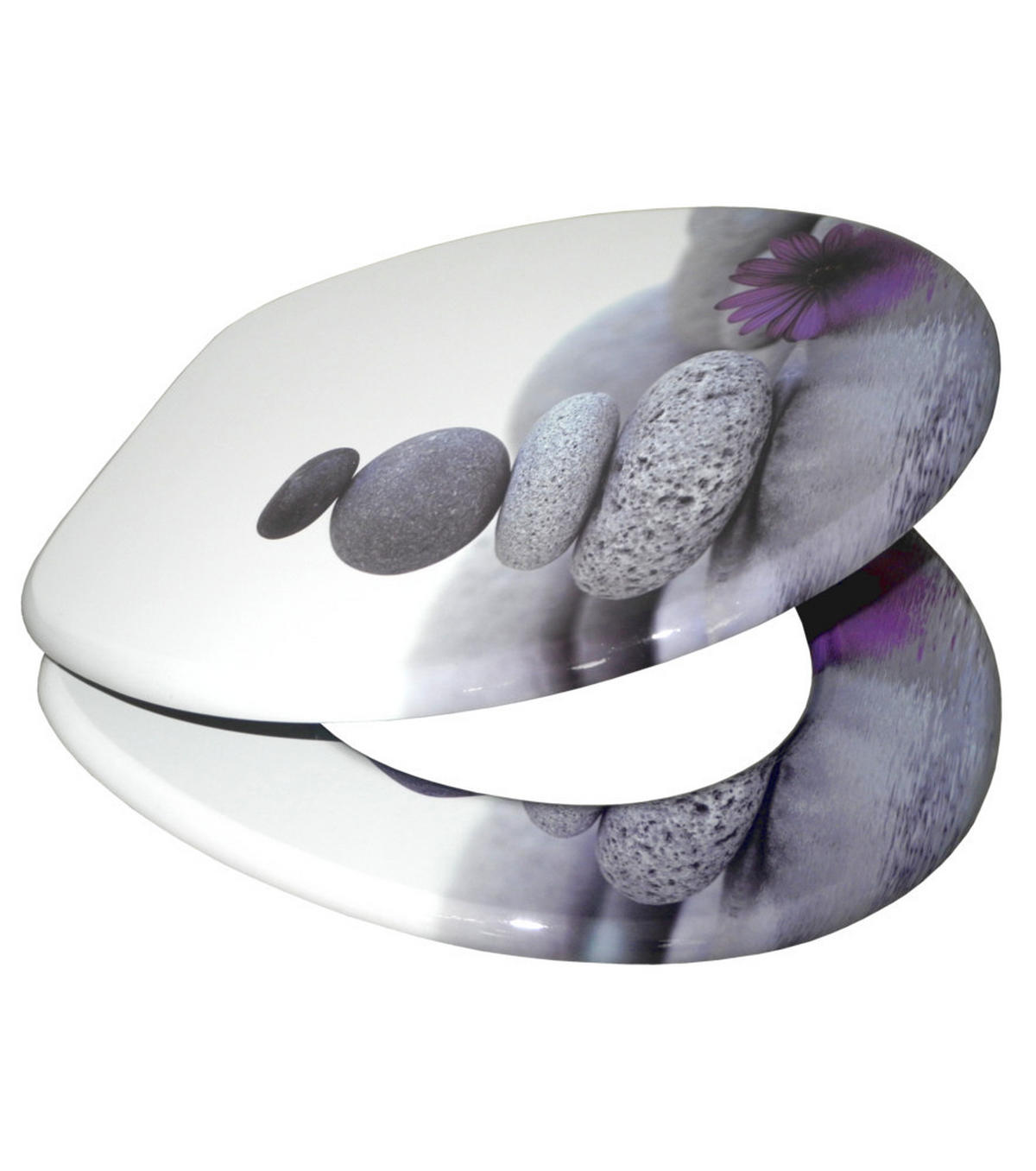 WC-SITZ Energy Stones - Violett, Holzwerkstoff (38/6/47cm) - Sanilo