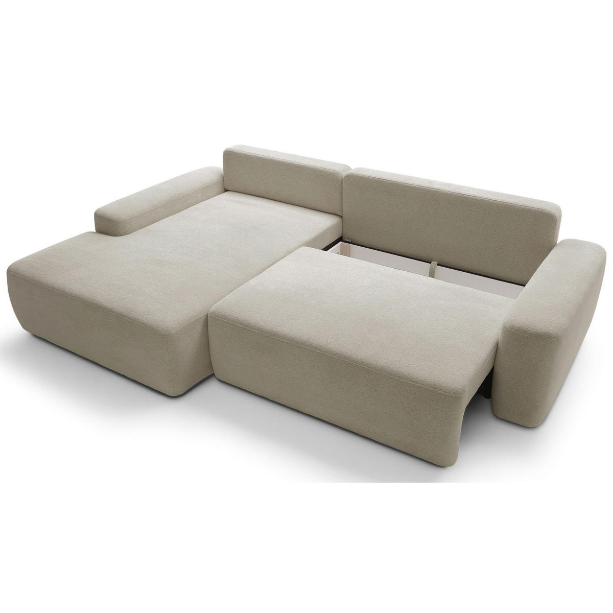 ECKSOFA Baleo Beige Chenille-Bezug - Beige/Schwarz, Kunststoff/Textil (264/162cm) - Selsey