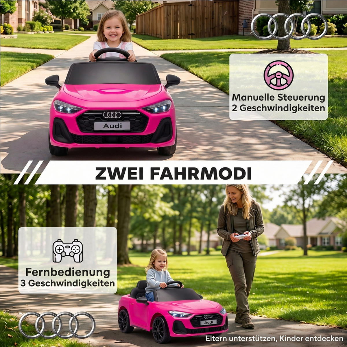 KINDER-ELEKTROAUTO Kunststoff Rosa - Rosa, Kunststoff (101/55/43cm) - AIYAPLAY