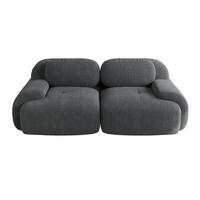 ECKSOFA 208/103/75 cm grau aus Cordstoff rahmenlos mit geschwungenen Armlehnen - Grau, Textil (103/208cm) - OKWISH