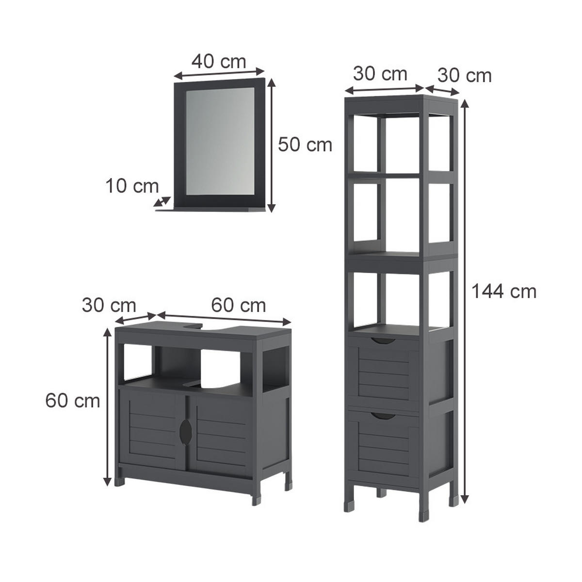 KOUPELNOVÝ NÁBYTEK Vilda Šedá - šedá, kompozitní dřevo (60/60/30cm) - Vicco