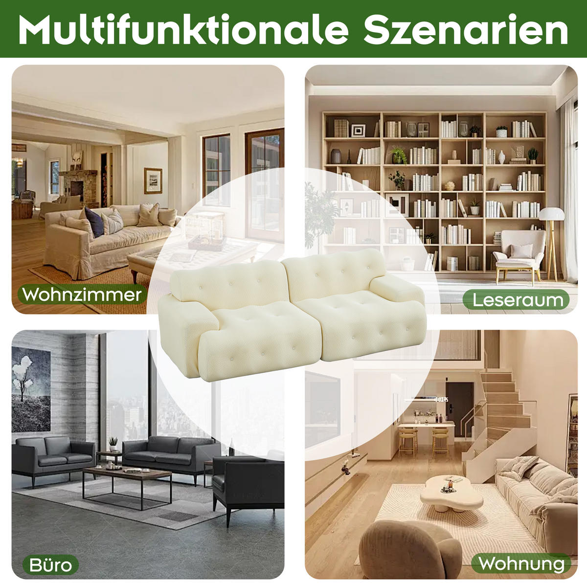 2-SITZER SOFA Beige mit Armlehnen und Knopfverzierung - Beige, Textil (224/66/104cm) - WISHDOR
