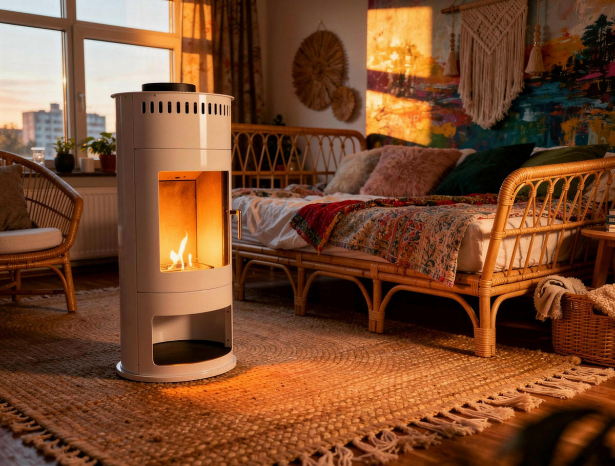 BIOETHANOL-OFEN Weiß inklusive 2 L-Tank und 3 kW Leistung - Weiß, Metall (46/112/46cm) - Purline