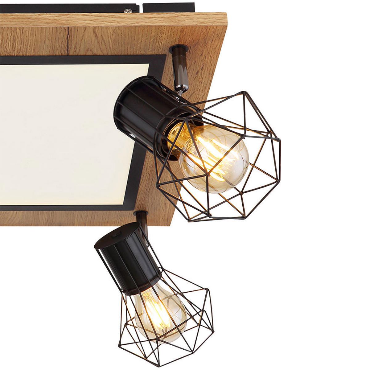 LED DECKENLEUCHTE MDF Schwarz Holzoptik - Schwarz, Metall (45/45/22.5cm) - Globo Lighting