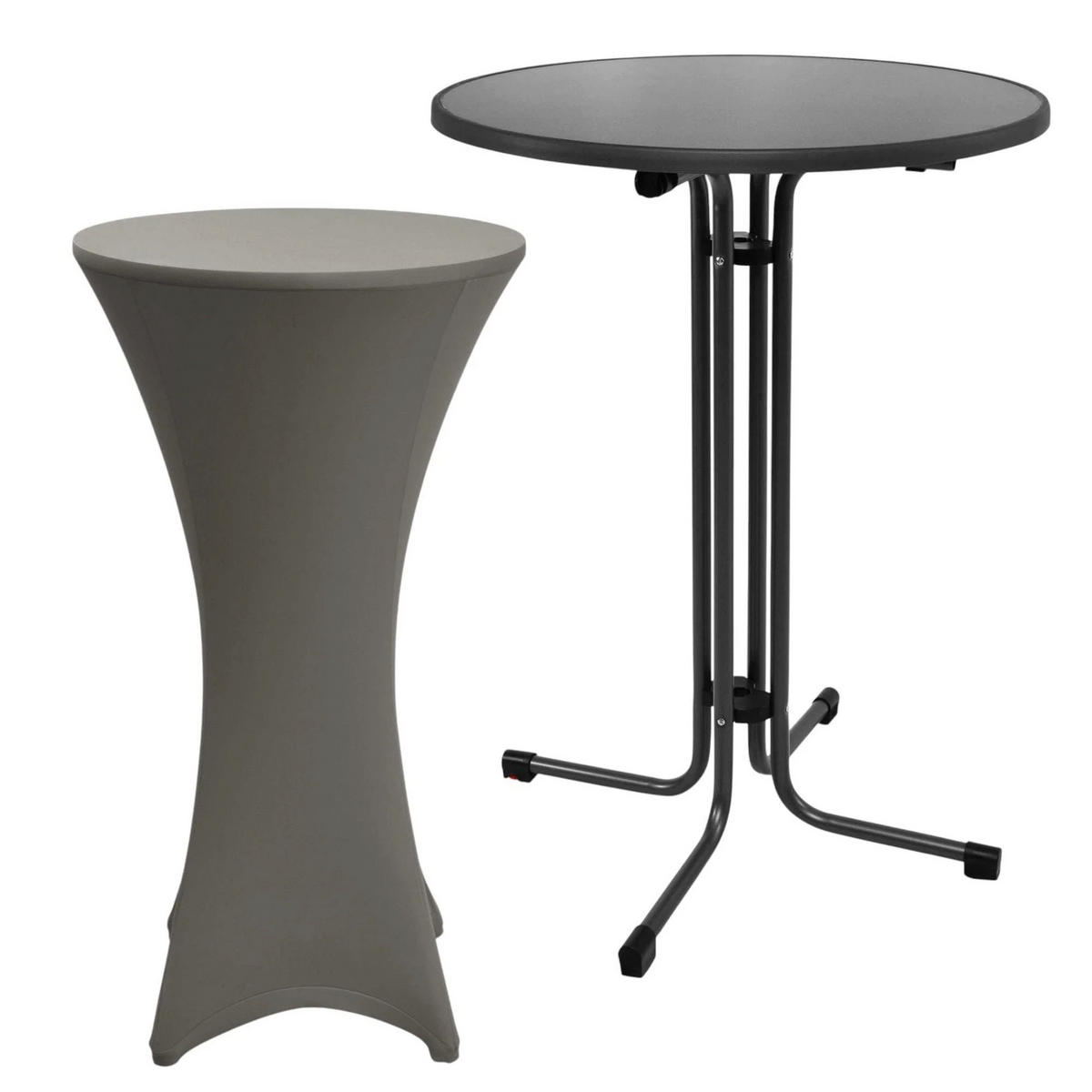 STEHTISCH Sylt Ø 70cm Grau mit Stella Stehtischhusse Ø 70cm Anthrazit - Anthrazit/Dunkelrot, Kunststoff/Textil (70/70/110cm) - Beautissu 