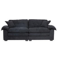 POHOVKA 214/89/93 cm černá z chenille s hlubokým sedem a dvouvrstvými polštáři - černá, textil (90.1/87.6/213.4cm) - OKWISH