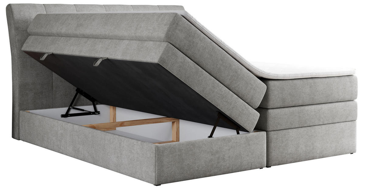 BOXSPRINGBETT GOLD-10 KING 120/200 Hellgrau Struktur - H3 - Hellgrau, Holz/Textil (120/200cm) - MKS