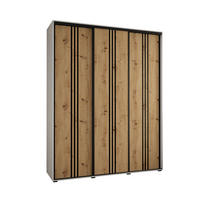 SCHWEBETÜRENSCHRANK 235,2/200/45 3-türig - Schwarz/Weiß, Holz/Metall (200/235/45cm) - Abiks Möbel