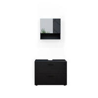 BADMÖBEL-SET Irma Anthrazit Hochglanz 2 Teile - Schwarz Hochglanz/Anthrazit, Holzwerkstoff (80/58.6/41cm) - Vicco