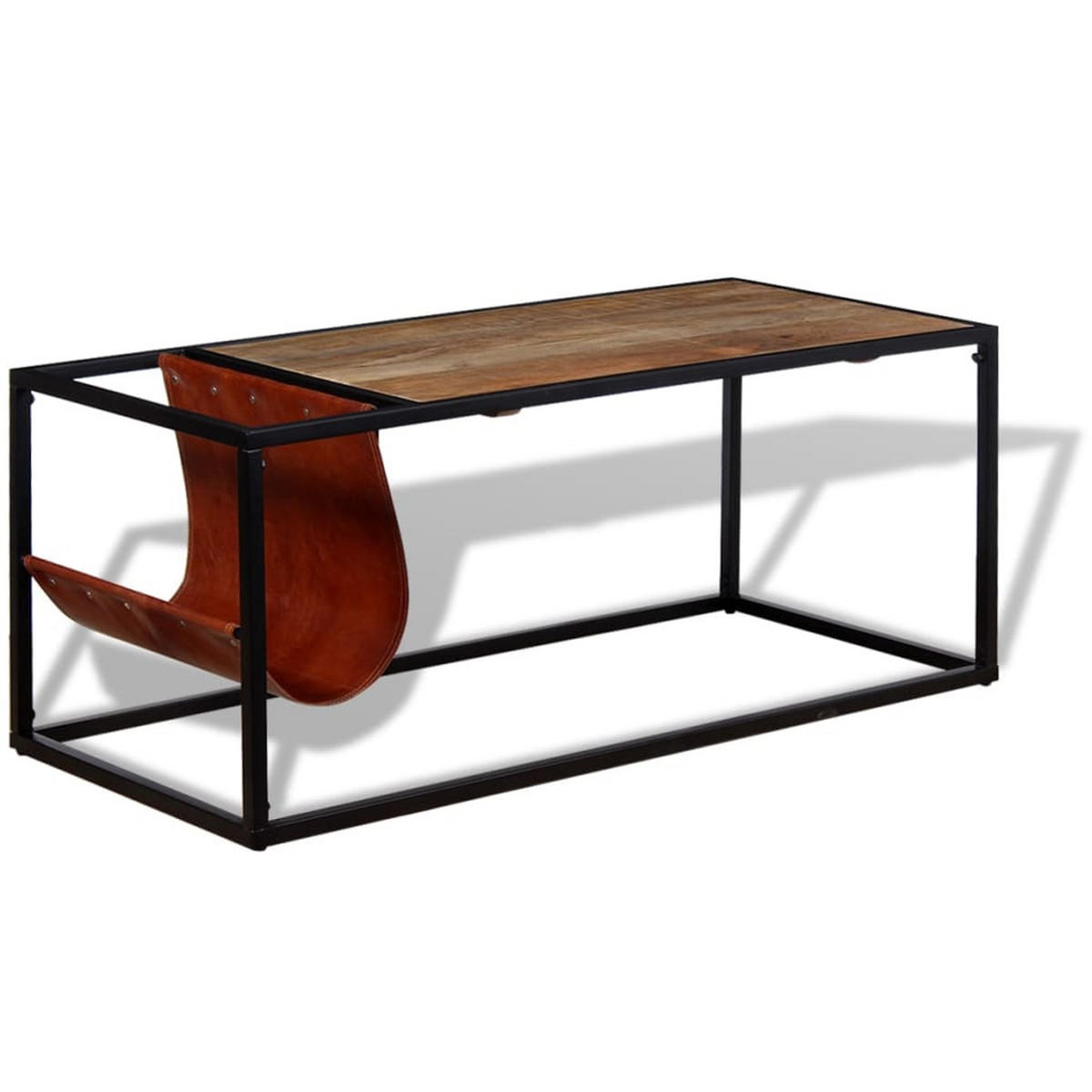 COUCHTISCH mit Zeitschriftenhalter aus Echtleder 110x50x45 cm - Multicolor, Holzwerkstoff (110/50/45cm) - furnicato