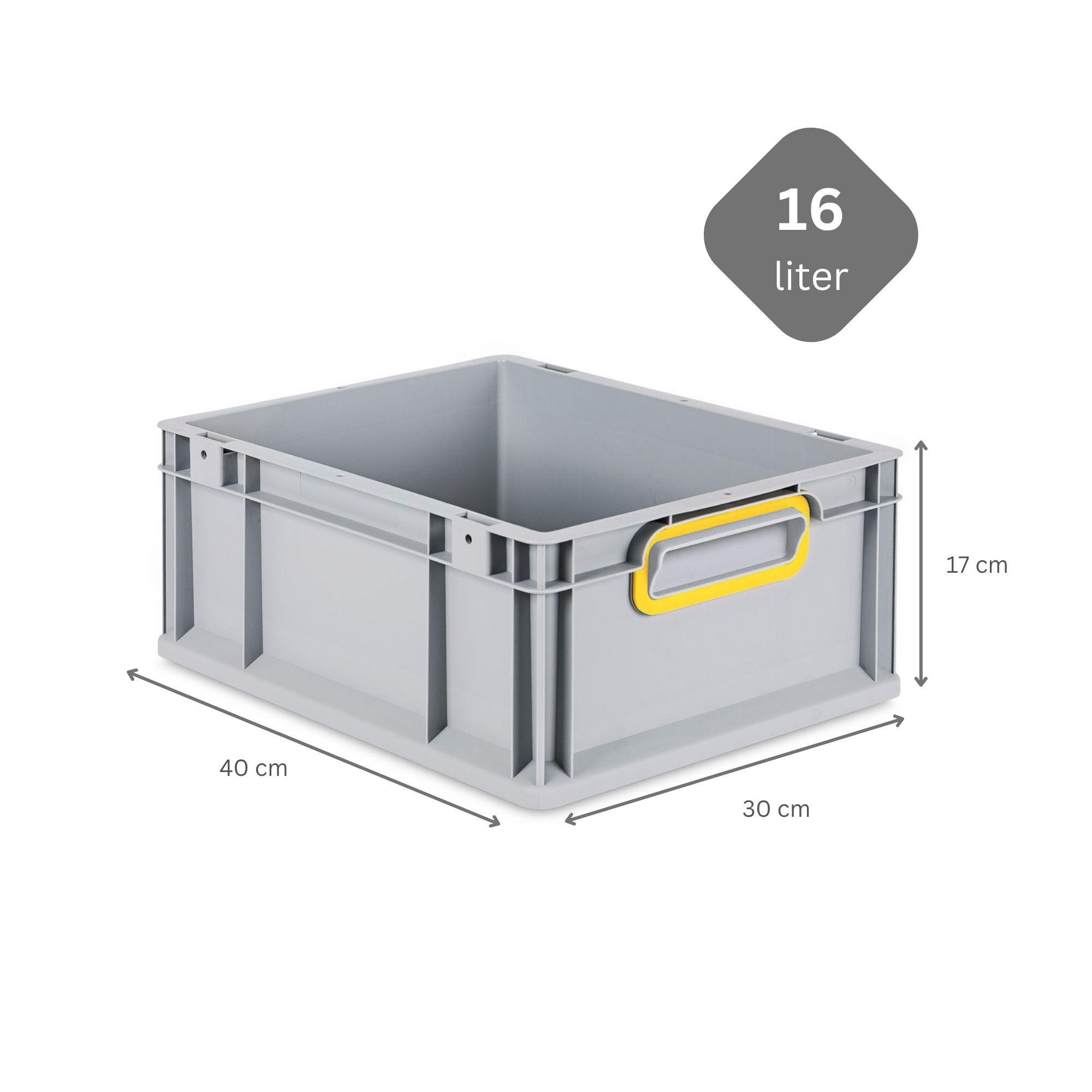 EUROBOX Nextgen Color 17x30x40cm 16 Liter Griffe Gelb Geschlossen - Gelb, Kunststoff (30/17/40cm) - PROREGAL