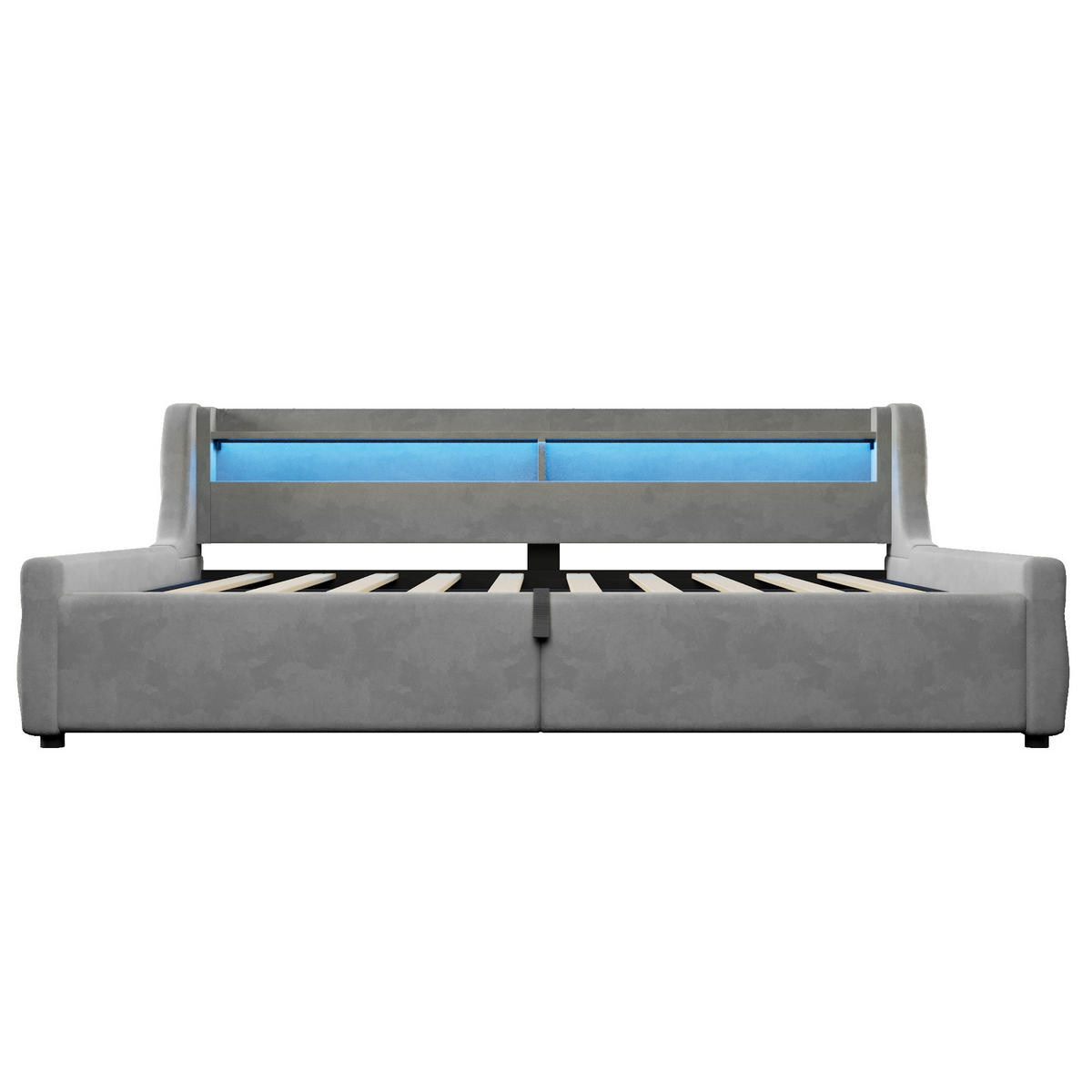 ČALOUNĚNÁ POSTEL 90/200 cm v šedé barvě s úložným prostorem a LED osvětlením ze sametu - šedá, kompozitní dřevo/textil (90/200cm) - CHICFURN