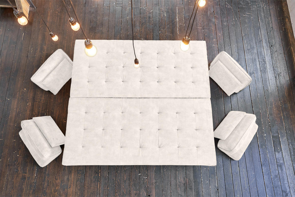 ECKSOFA WIOLO Cremeweiß Velvet - Silberfarben/Creme, Textil/Metall (350/240cm) - KAWOLA