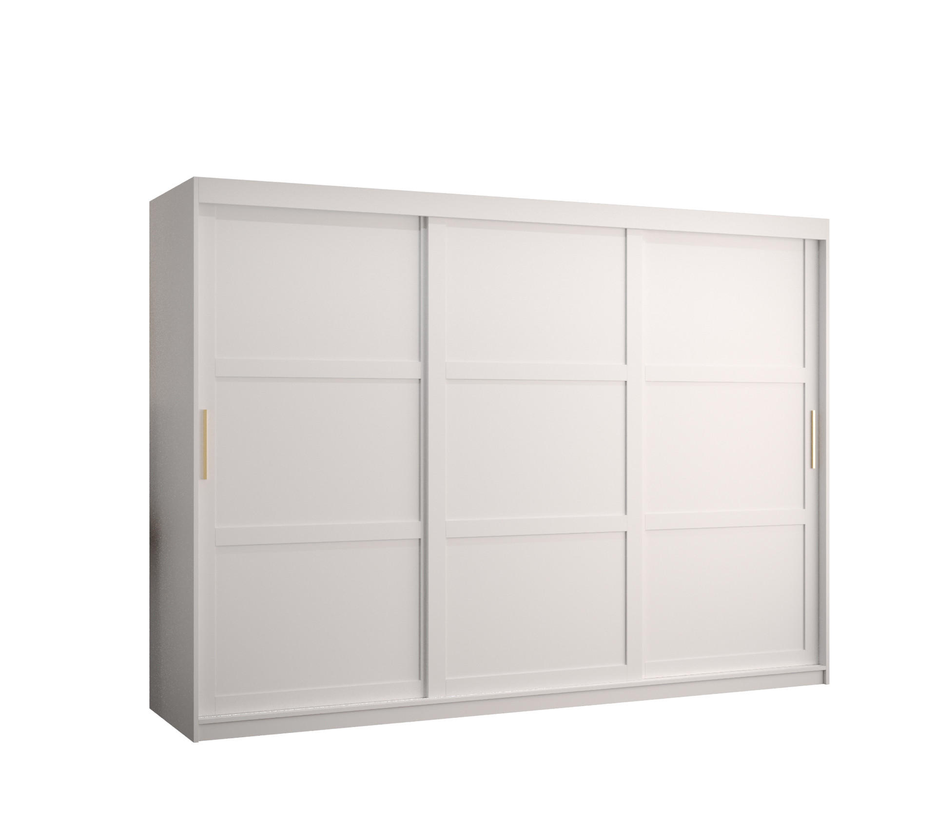 SCHWEBETÜRENSCHRANK 200/250/62 3-türig - Goldfarben/Weiß, Holz/Kunststoff (250/200/62cm) - Abiks Möbel