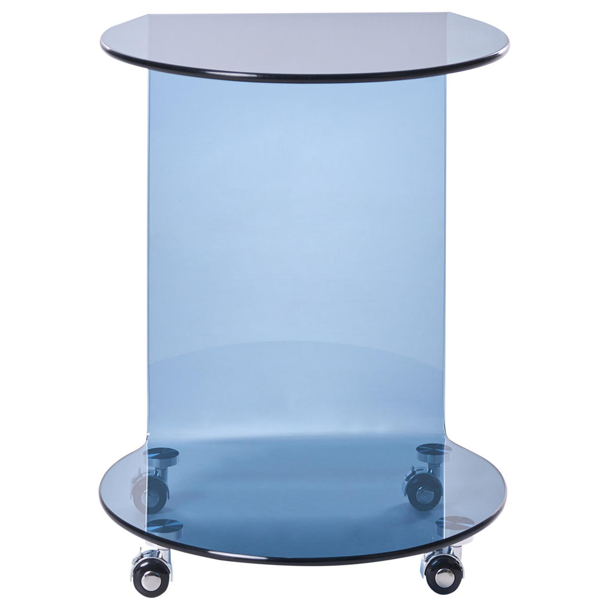 BEISTELLTISCH Sicherheitsglas Blau mit Rädern Minto - Blau, Glas (35/45/56cm) - Beliani