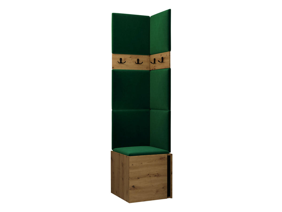 GARDEROBEN-SET Orion XXI - Eiche Artisan/Grün, Holzwerkstoff/Kunststoff (42/186/46cm) - MIRJAN24