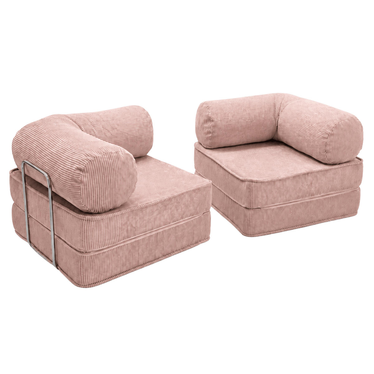 SOFA SURB Duo 100 Schlafsofa 2-Sitzer Rosa 200/100 cm - Chromfarben/Rosa, Textil/Metall (200/70/100cm) - SURB