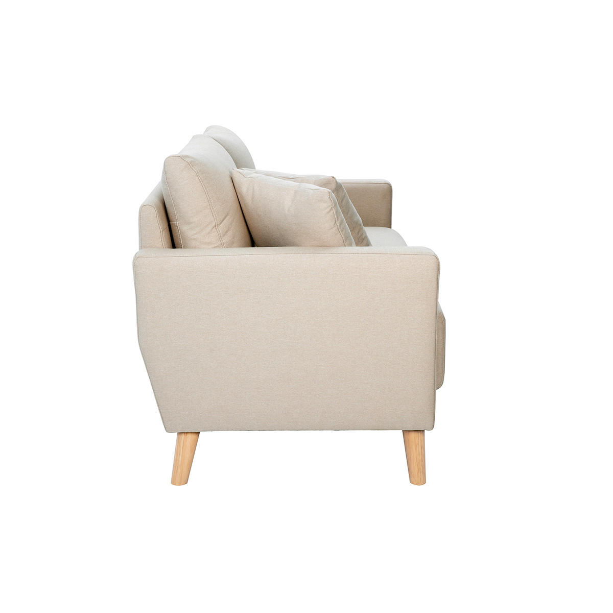 SOFA 2-Sitzer Stoff Beige Holz Hell MUNIK - Beige, Textil (137/81/75.5cm) - Miliboo