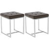 SITZWÜRFEL 2er Set Lederlook braun - Edelstahlfarben/Braun, Textil/Metall (40/48/40cm) - CLP