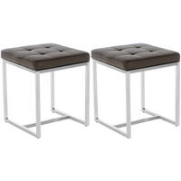 SITZWÜRFEL 2er Set Lederlook braun - Edelstahlfarben/Braun, Textil/Metall (40/48/40cm) - CLP