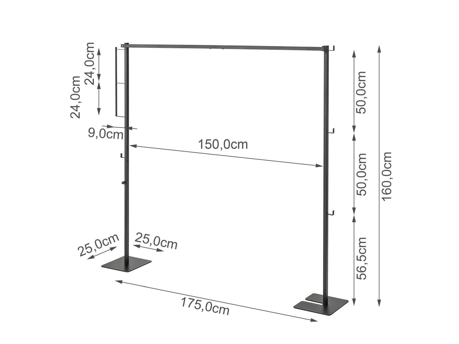 TROCKEN-KLEIDER-STÄNDER Tower schwarz 175/160/25 cm - Schwarz, Metall (175/160/25cm) - Yamazaki