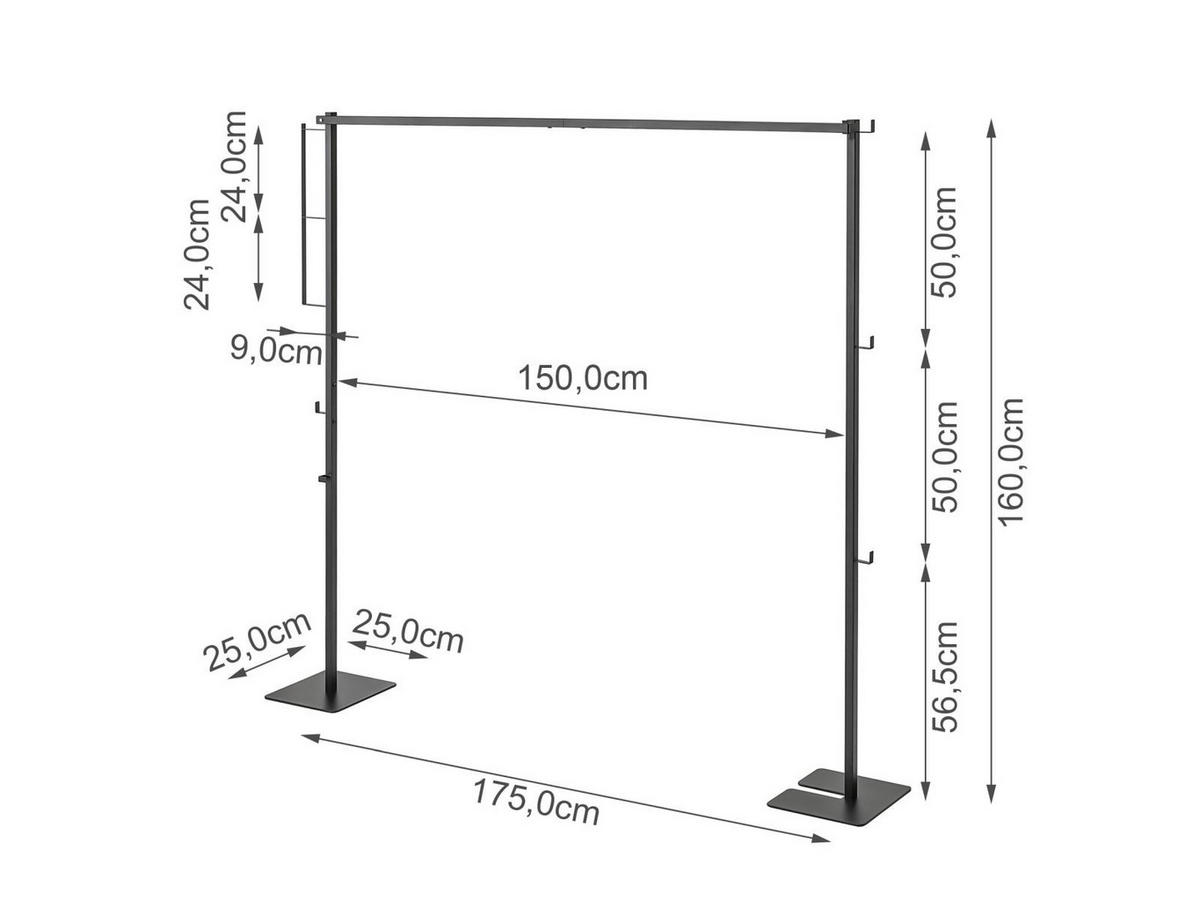 TROCKEN-KLEIDER-STÄNDER Tower schwarz 175/160/25 cm - Schwarz, Metall (175/160/25cm) - Yamazaki