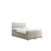 BOXBETT Mit Matratze Und Bettkasten LINDT Stoff Velvet 200x200 cm Ecru H2-Pocket - Ecru, Holz/Holzwerkstoff (200/200cm) - Kaiser Möbel