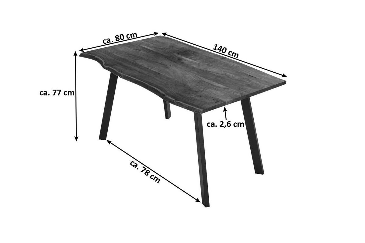 ESSTISCH LAXMI - Schwarz/Braun, Holz/Metall (80/140/77cm) - SAM
