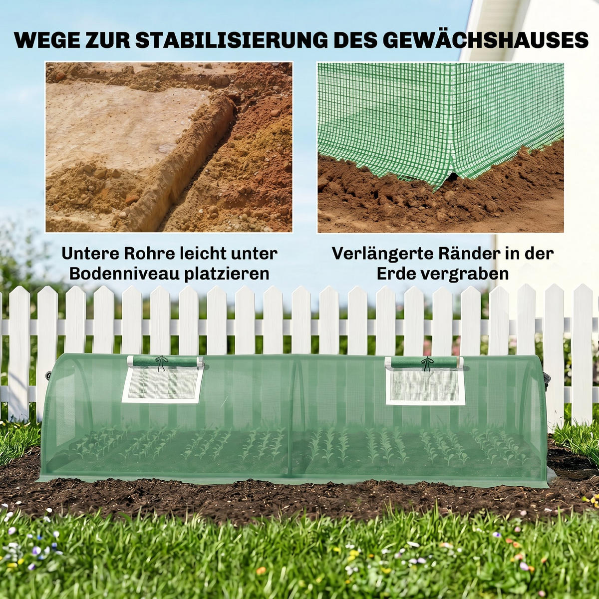 FOLIOVÝ SKLENÍK, zelený, ocel, PE, PP - zelená barva, plast (80/45/200cm) - Outsunny