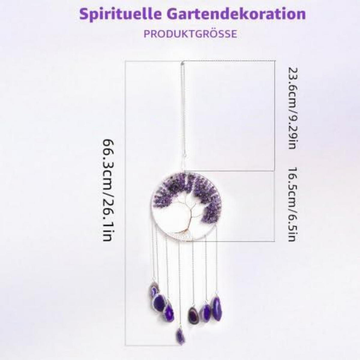 WINDSPIEL Lebensbaum Achat Scheiben Violett - Lila, Stein (16/16/55cm)