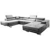 WOHNLANDSCHAFT Vild mit verstellbaren Kopfstützen, Hellgrau, links - Chromfarben/Hellgrau, Textil (350/90/205cm) - Beautysofa
