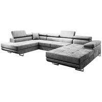 WOHNLANDSCHAFT Vild mit verstellbaren Kopfstützen, Hellgrau, links - Chromfarben/Hellgrau, Textil (350/90/205cm) - Beautysofa