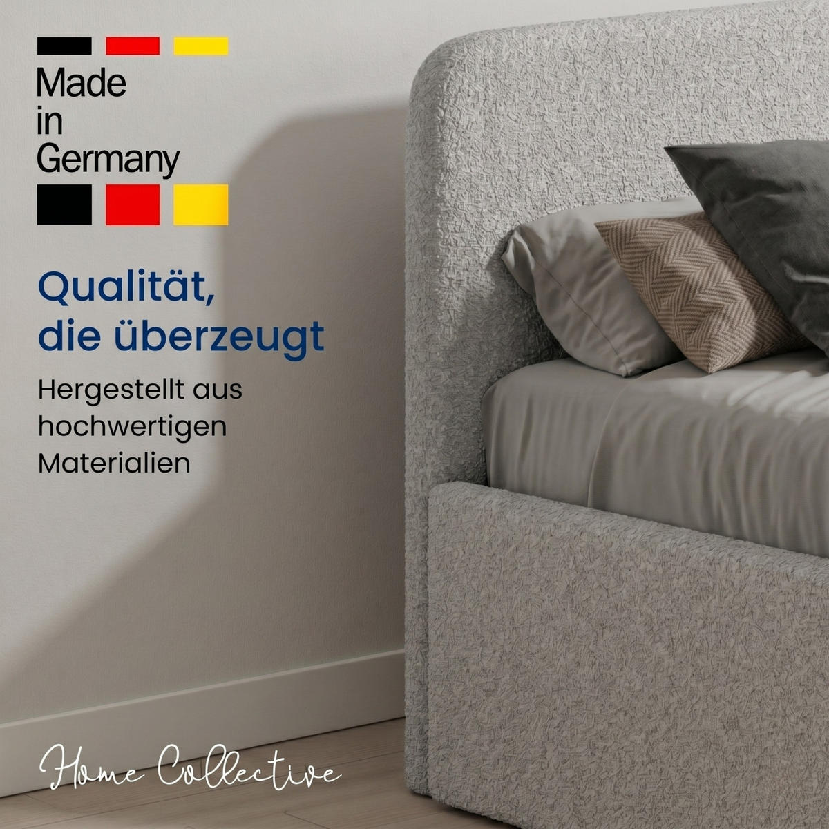 POLSTERBETT 200x200 cm Bouclé Silber - Silberfarben, Textil (200/200cm) - Home Collective