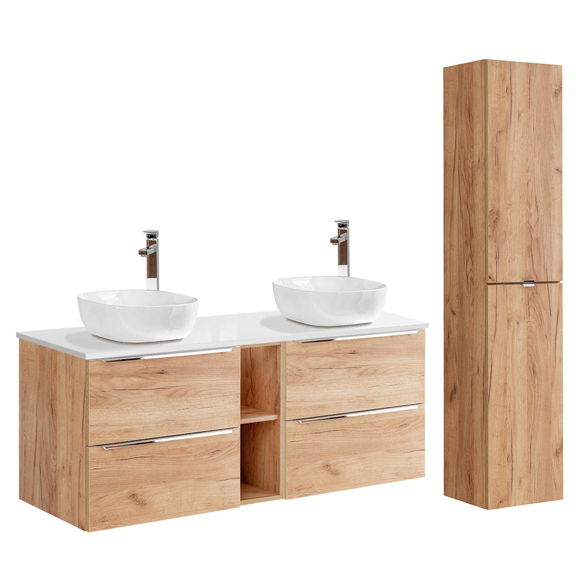 Petits-meubles KOUPELNOVÝ NÁBYTEK 140.4cm April 2er-Set Dřevo