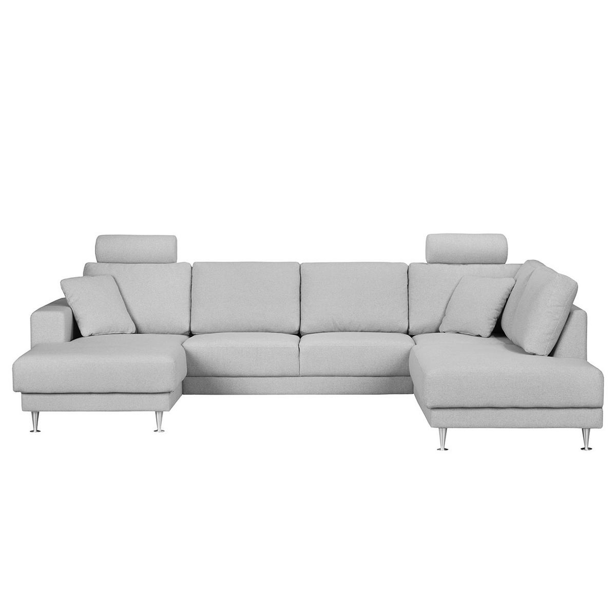 WOHNLANDSCHAFT mit Longchair und Ottomane - Grau, Textil (305/85/200cm) - home24