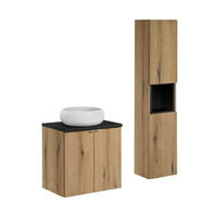 BADMÖBEL-SET 5 Teile - Nova Oak N BM164 in Coast Evoke Oak / Schwarz Matt - Eiche Wotan/Schwarz, Holz (60/57/40cm)