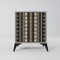 SIDEBOARD AZTEC, Grau, 57,5x42x70,5 cm, Schwarze Metall-Sternfüße - Multicolor/Schwarz, Holzwerkstoff/Metall (57.5/70.5/42cm) - SpaceRebels