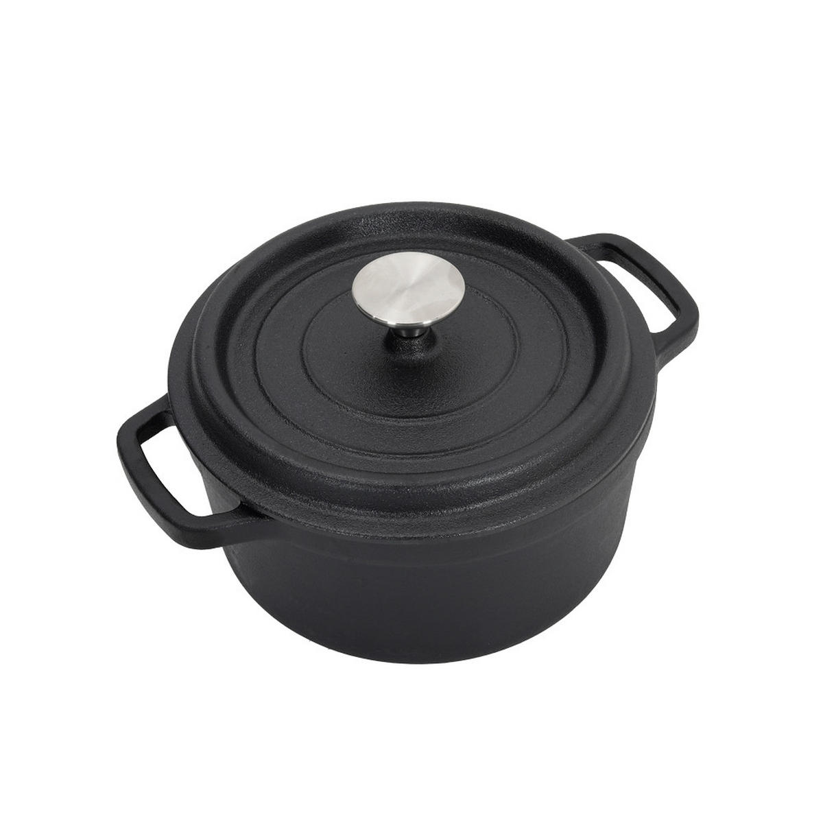 SCHMORTOPF mit Deckel aus Gusseisen in Schwarz 20 x 20 x 10 cm 3，5 kg - Schwarz, Metall (20cm) - Livingandhome