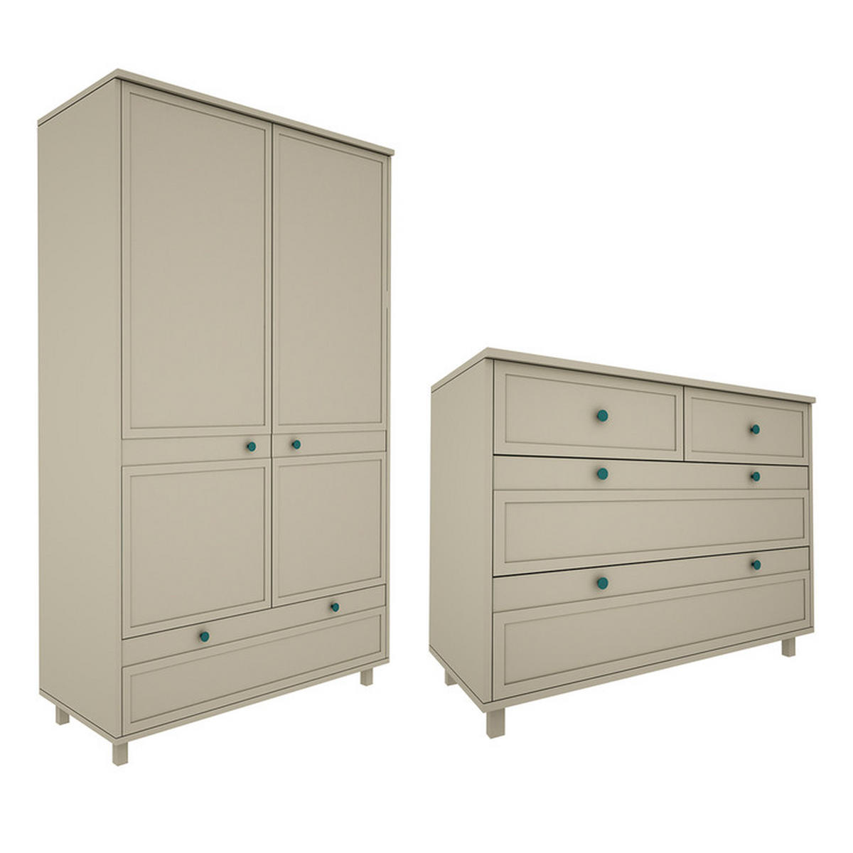 POKOJ PRO MIMINKO 2DÍLNÝ Gabriel Zelená - zelená barva, kompozitní dřevo (117/92/50cm) - Petits-meubles