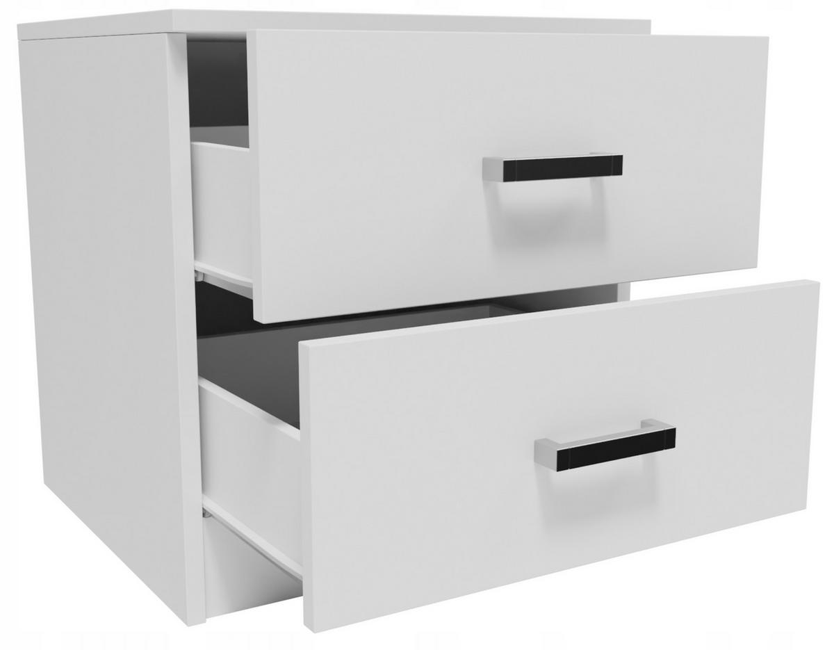 NACHTTISCH CR3-LOFT-2S Weiß 42/40,3/44,3 cm - Weiß, Holzwerkstoff (42/44.3/40.3cm)