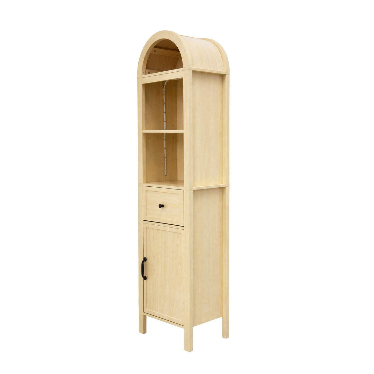HOCHSCHRANK 40/30/163 cm Naturholz mit 1 Schubladen und LED - Naturfarben, Holz/Holzwerkstoff (30/163/40cm) - Oxeza