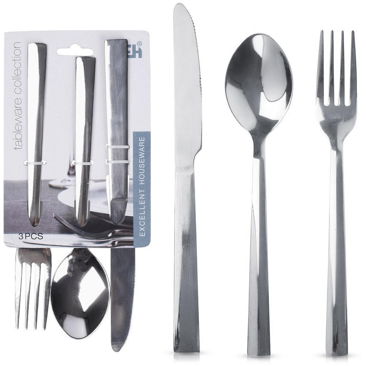STAHLBESTECKSET 3-teilig. - Silberfarben, Metall - Excellent Houseware
